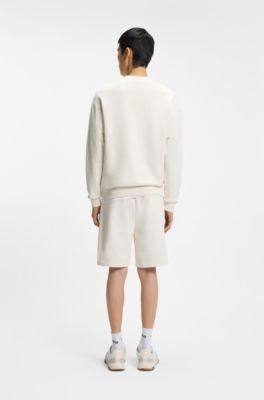 Sudadera de felpa de algod&oacute;n con parche con logo de carey, Blanco