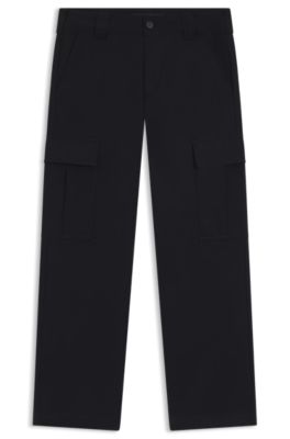 BECKHAM x BOSS cargo trousers in micro-patterned cotton, Dark Blue