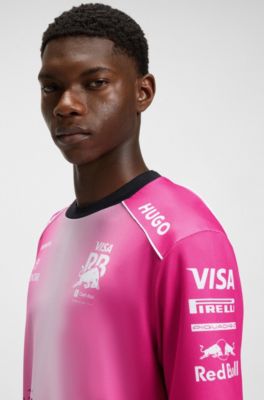 Camiseta r&eacute;plica de verano HUGO&nbsp;x&nbsp;VCARB para aficionados con motivo de toro, Pink