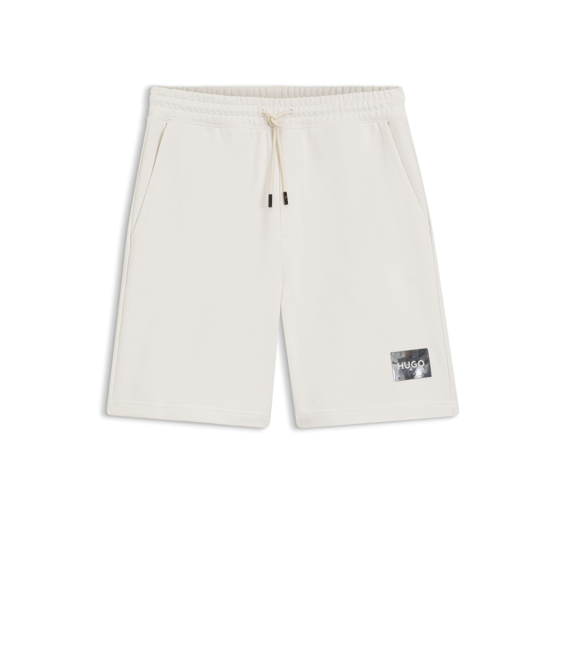 HUGO - Tortoise-logo shorts in cotton terry - White