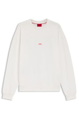 Sudadera relaxed fit en felpa de algod&oacute;n con ilustraci&oacute;n de perro, Blanco
