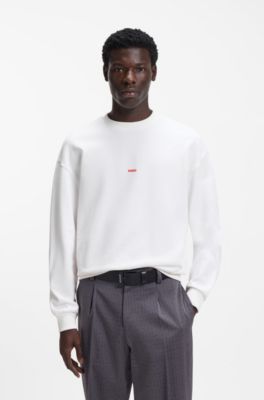 Sudadera relaxed fit en felpa de algod&oacute;n con ilustraci&oacute;n de perro, Blanco