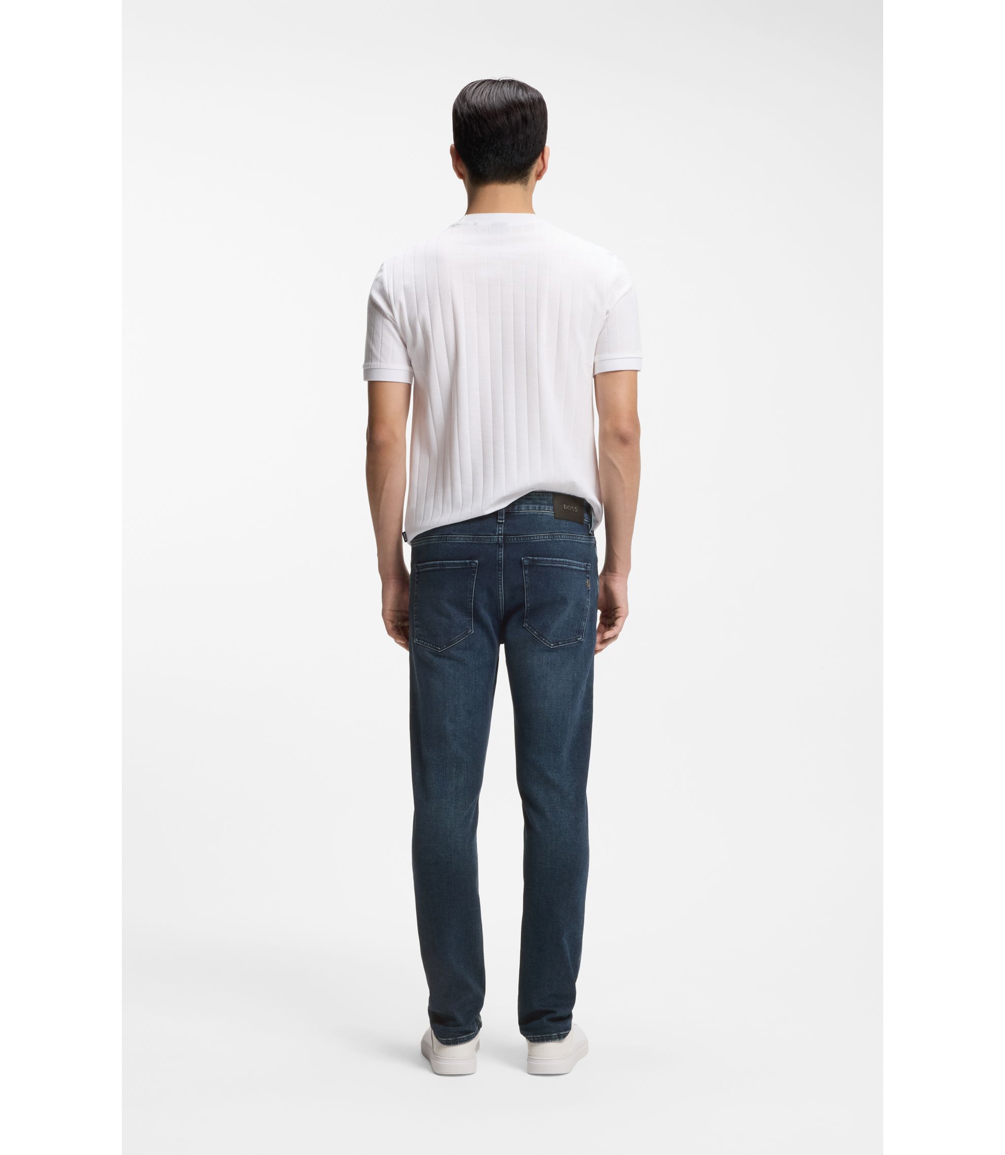 BOSS - Delaware slim-fit jeans in soft-touch denim - Dark Blue