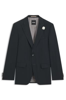 Melange slim-fit jacket in a wool blend, Light Green