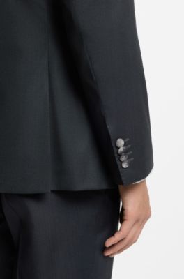 Melange slim-fit jacket in a wool blend, Light Green