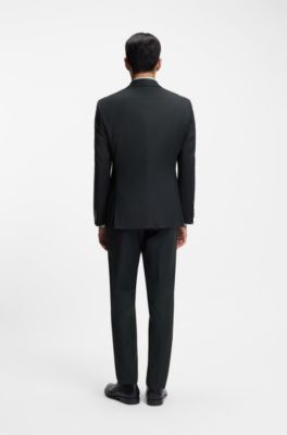 Melange slim-fit jacket in a wool blend, Light Green