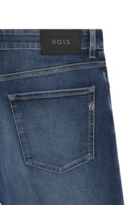 Maine regular-fit jeans in blue soft-touch denim, Dark Blue