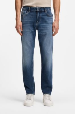 Maine regular-fit jeans in blue soft-touch denim, Dark Blue
