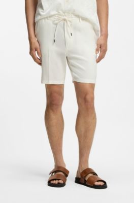 Shorts modern fit de lino, Blanco