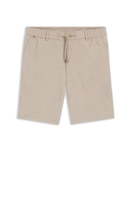Short coupe moderne en lin m&eacute;lang&eacute;, Beige clair