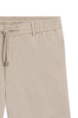 Short coupe moderne en lin m&eacute;lang&eacute;, Beige clair