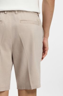 Linen-blend shorts in a modern fit, Light Beige