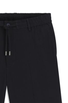 Linen-blend shorts in a modern fit, Dark Blue