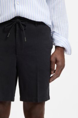 Linen-blend shorts in a modern fit, Dark Blue