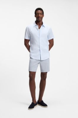 Linen-blend shorts in a modern fit, Light Blue