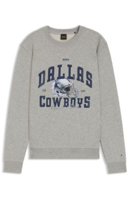 Sudadera BOSS x DALLAS COWBOYS con gr&aacute;fico de casco, Plata