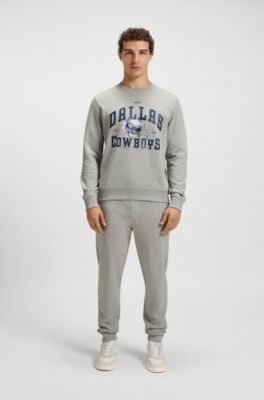 Sudadera BOSS x DALLAS COWBOYS con gr&aacute;fico de casco, Plata