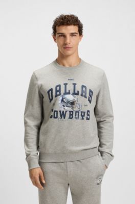 Sudadera BOSS x DALLAS COWBOYS con gr&aacute;fico de casco, Plata