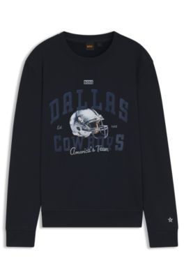 Sudadera BOSS x DALLAS COWBOYS con gr&aacute;fico de casco, Azul oscuro