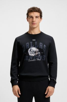 Sudadera BOSS x DALLAS COWBOYS con gr&aacute;fico de casco, Azul oscuro