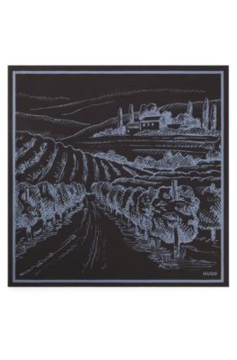 Bandana with scenery print, Light Blue