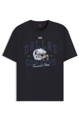 Camiseta BOSS x DALLAS COWBOYS con gr&aacute;fico de casco, Azul oscuro
