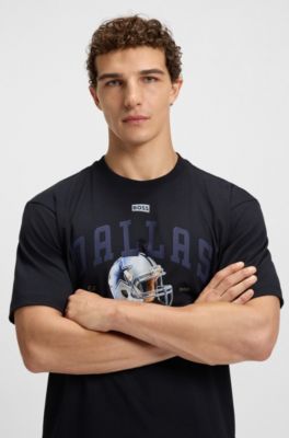 BOSS x DALLAS COWBOYS T-shirt with helmet graphic, Dark Blue