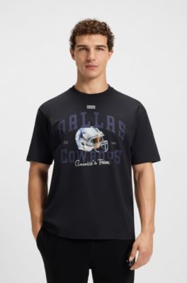 Camiseta BOSS x DALLAS COWBOYS con gr&aacute;fico de casco, Azul oscuro