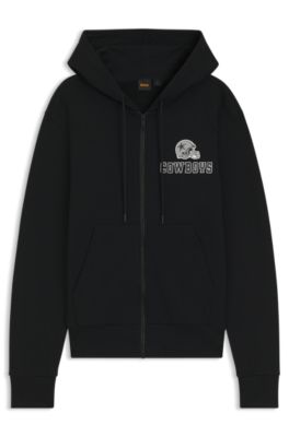 BOSS x DALLAS COWBOYS zip-up hoodie with alternative logo, Black