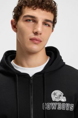 BOSS x DALLAS COWBOYS zip-up hoodie with alternative logo, Black