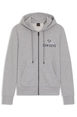 Sudadera BOSS x DALLAS COWBOYS con capucha, cremallera y logo alternativo, Plata