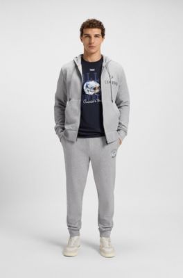 Sudadera BOSS x DALLAS COWBOYS con capucha, cremallera y logo alternativo, Plata