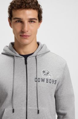 BOSS x DALLAS COWBOYS zip-up hoodie with alternative logo, Silver