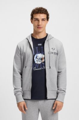 Sudadera BOSS x DALLAS COWBOYS con capucha, cremallera y logo alternativo, Plata