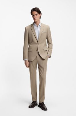 Two-piece slim-fit suit in stretch cloth, Beige