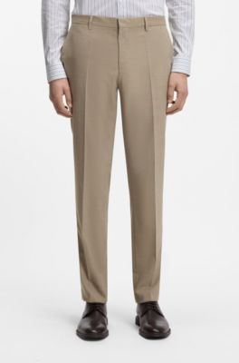 Traje slim fit de dos piezas en pa&ntilde;o el&aacute;stico, Beige