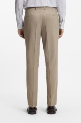 Traje slim fit de dos piezas en pa&ntilde;o el&aacute;stico, Beige