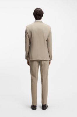 Traje slim fit de dos piezas en pa&ntilde;o el&aacute;stico, Beige