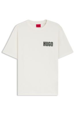 Camiseta de punto de algod&oacute;n con gr&aacute;fico en la espalda, Blanco