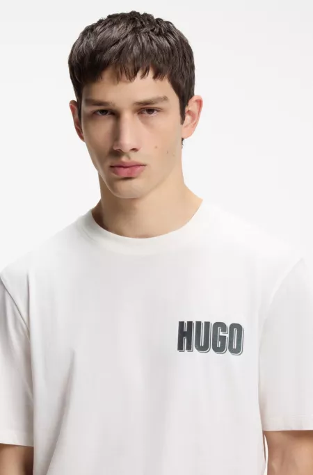 Cotton-jersey T-shirt with rear graphic