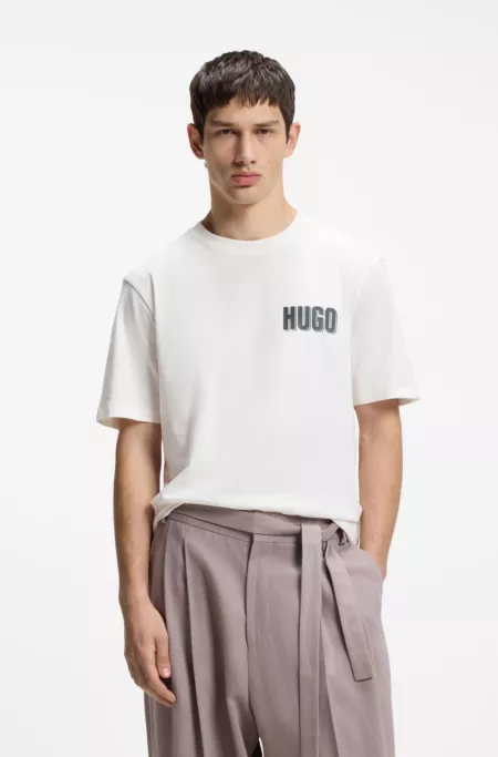 Cotton-jersey T-shirt with rear graphic