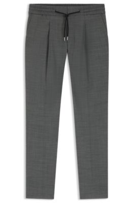 Pantalones slim fit en tejido sharkskin de mezcla de lana, Gris
