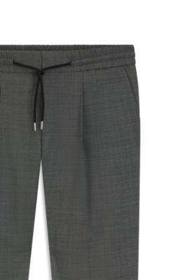 Pantalones slim fit en tejido sharkskin de mezcla de lana, Gris