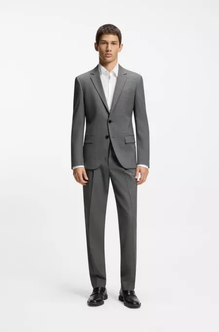 Slim-fit trousers in wool-blend sharkskin