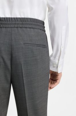 Pantalones slim fit en tejido sharkskin de mezcla de lana, Gris