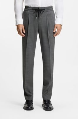 Pantalones slim fit en tejido sharkskin de mezcla de lana, Gris