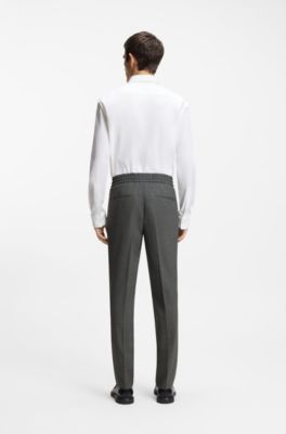 Pantalones slim fit en tejido sharkskin de mezcla de lana, Gris