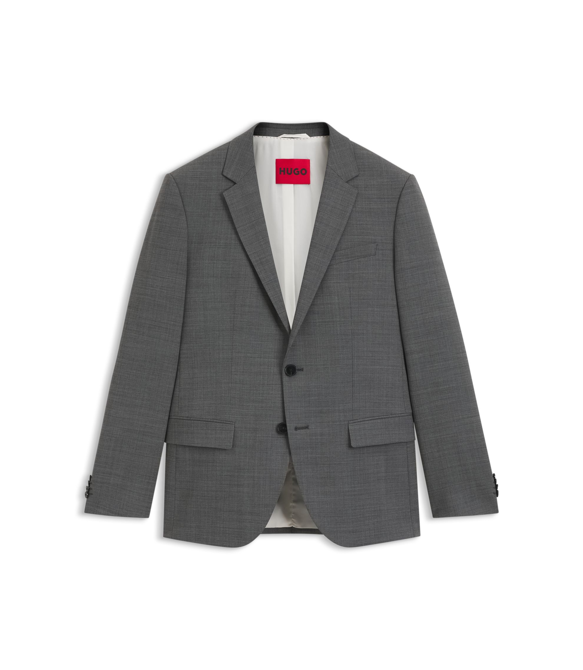 HUGO - Slim-fit jacket in wool-blend sharkskin - Grey