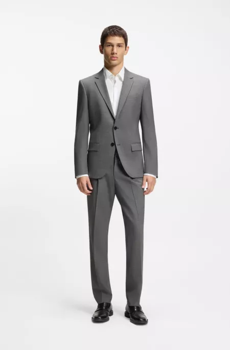 Slim-fit jacket in wool-blend sharkskin
