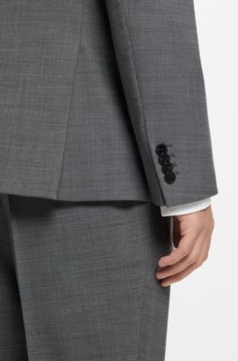 Chaqueta slim fit en tejido sharkskin de mezcla de lana, Gris
